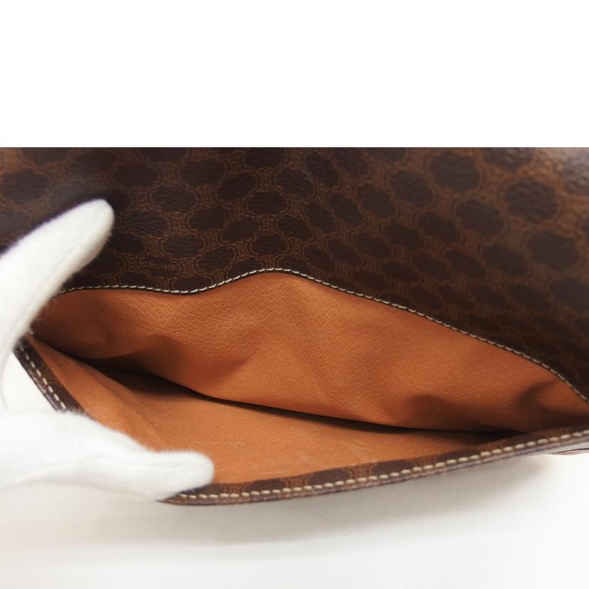 CELINE セリーヌ ヴィンテージ ゴールド金具 PVC レザー/マカダム柄ショルダーバッグ/ブラウン//M13/Bランク/04