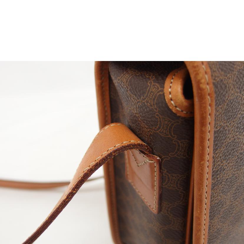 CELINE セリーヌ ヴィンテージ ゴールド金具 PVC レザー/マカダム柄ショルダーバッグ/ブラウン//M13/Bランク/04