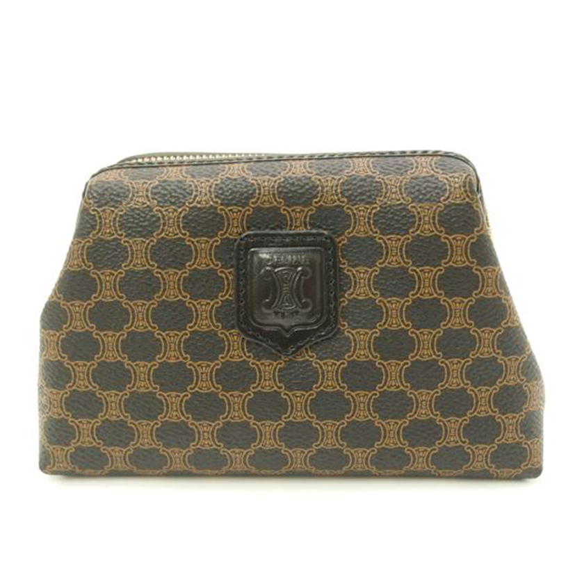 CELINE セリーヌ/マカダム柄コスメポーチ/ブラック//MC98/2/SAランク/69