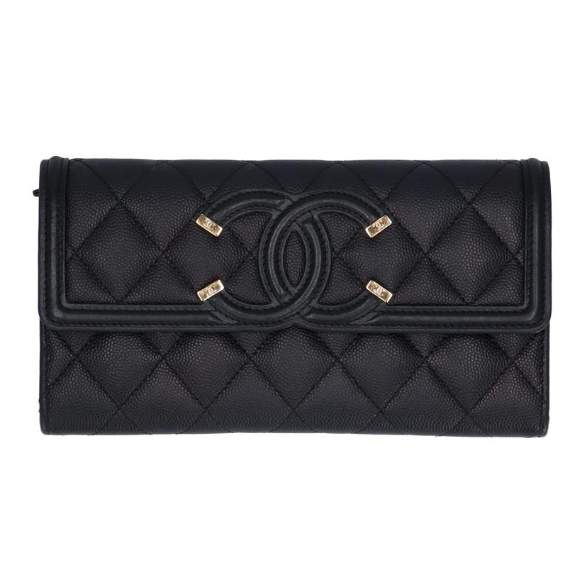 CHANEL シャネル/CCフィリグリーキャビアスキン長財布/A84448 //29777566/ABランク/75