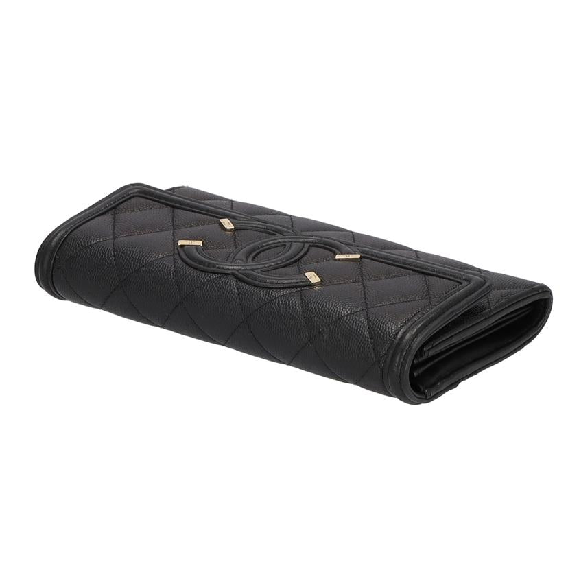 CHANEL シャネル/CCフィリグリーキャビアスキン長財布/A84448 //29777566/ABランク/75