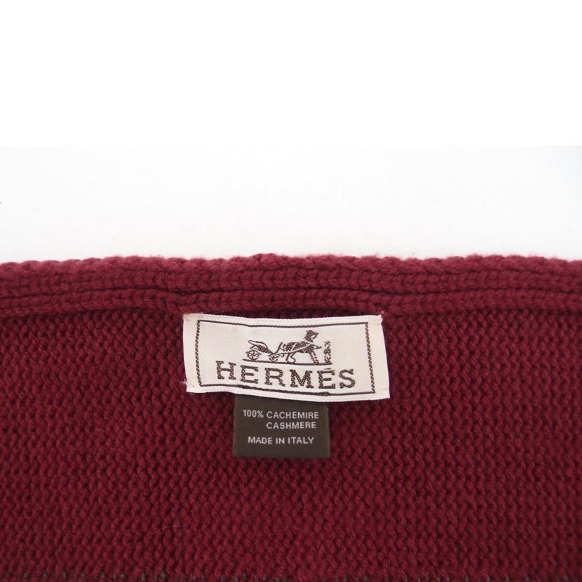 HERMES エルメス マフラー ストライプ カーキ メンズ /カシミヤ100%スヌード/エンジ//ABランク/69