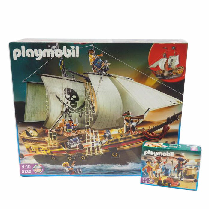 playmobil プレイモービル/海賊船+3人の海賊と大砲 2箱セット/5135/5136//ABランク/79