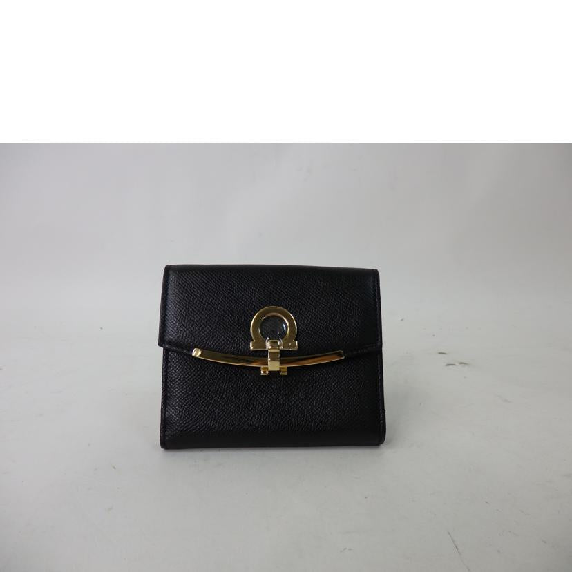 Salvatore Ferragamo サルバトーレ・フェラガモ/ガンチーニ2つ折り財布/黒/DP-22C877//SAランク/84