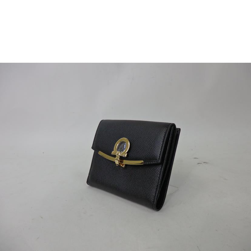 Salvatore Ferragamo サルバトーレ・フェラガモ/ガンチーニ2つ折り財布/黒/DP-22C877//SAランク/84