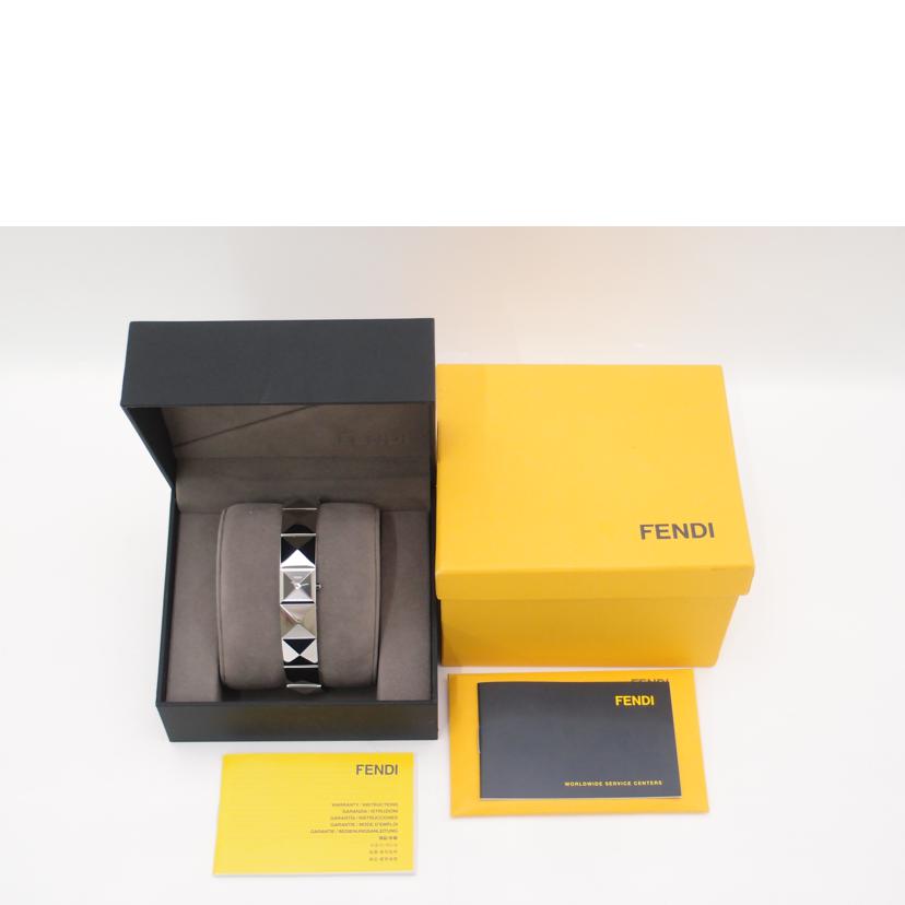 FENDI フェンディ 腕時計 ステンレス 黒文字盤 カットガラス レディース/ピラミッド・バングルウォッチ/クオーツ/4250L//001-429/SAランク/69