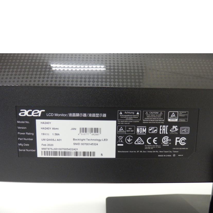 ACER エイサー/23.8インチ液晶ディスプレイ/HA240Y//00700145324/ABランク/88