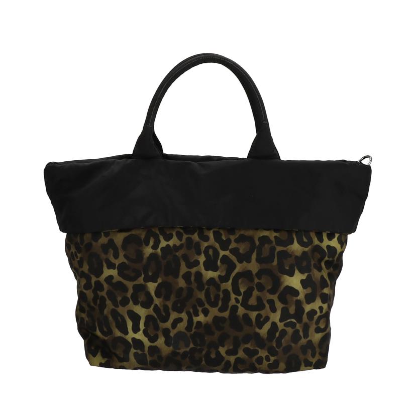 PRADA プラダ/リバーシブル テスート ナイロン 2Way トートバッグ/ヒョウ柄×ブラック//Aランク/01