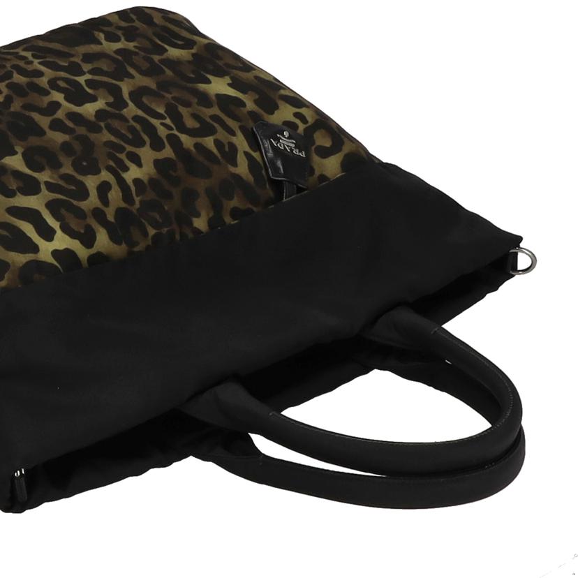 PRADA プラダ/リバーシブル テスート ナイロン 2Way トートバッグ/ヒョウ柄×ブラック//Aランク/01