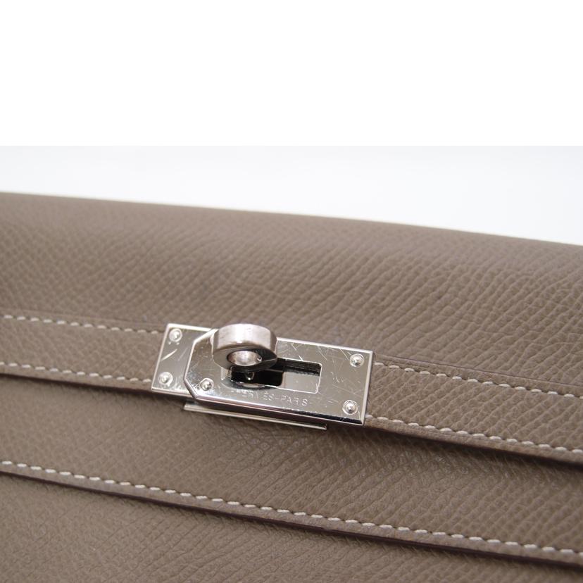 HERMES エルメス 2019年製造 長財布 グレージュ ヴォーエプソン シルバー金具 レディース/ケリーウォレット/エトゥープ//D刻印******/Aランク/69