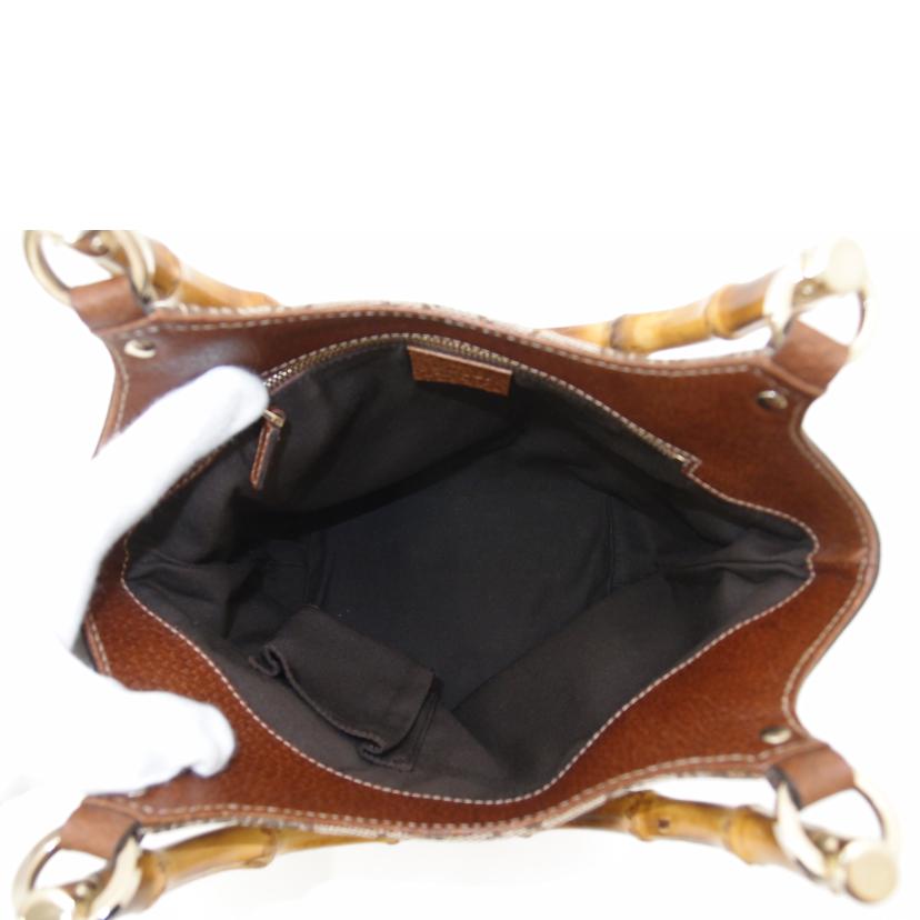 GUCCI グッチ ハンド 茶 レディース/GGキャンバスバンブートート/ブラウン/140203//205027/Aランク/69