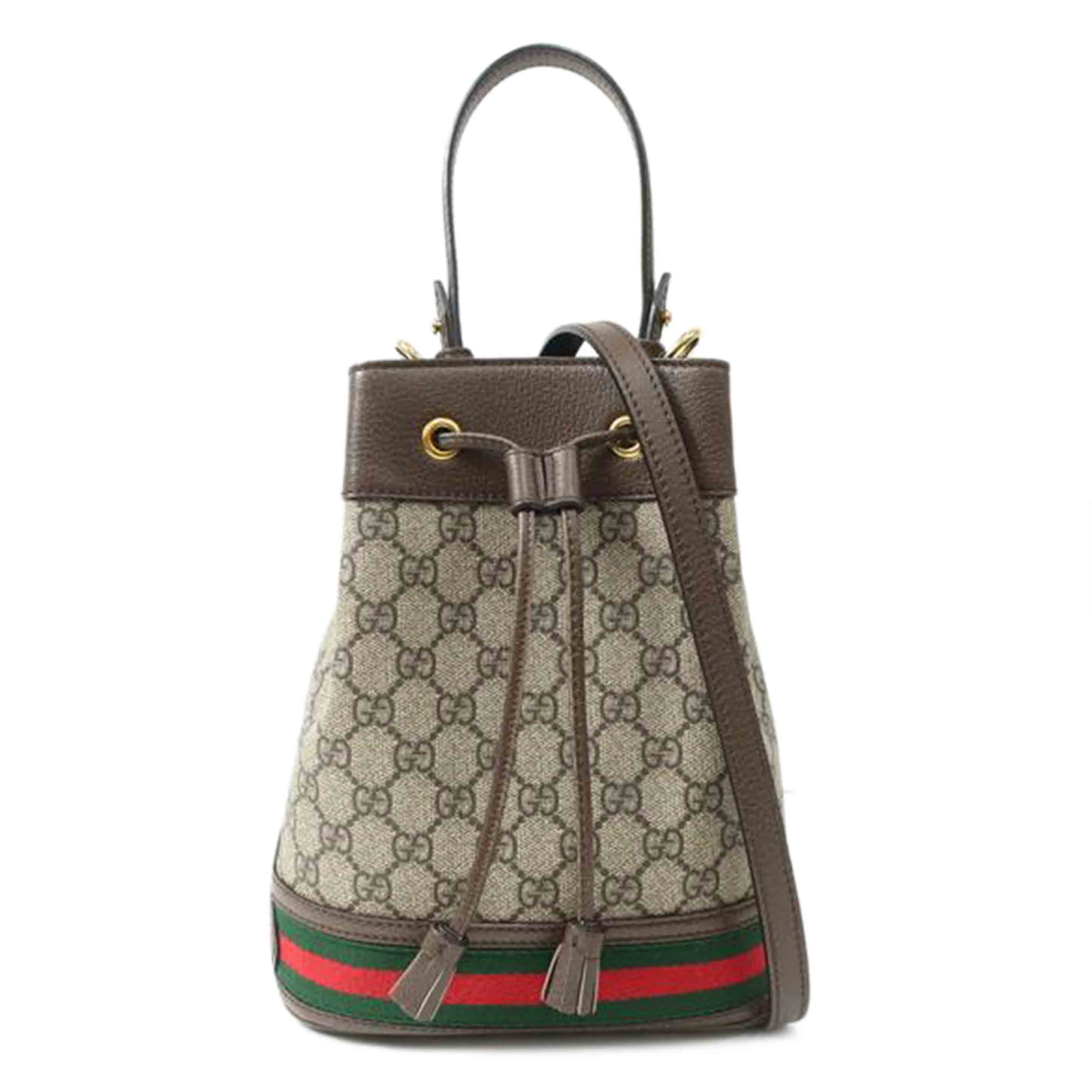 GUCCI グッチ/GGスモールバケット キャンバス×レザー2WAYショルダーバッグ 巾着型/550621//ABランク/65