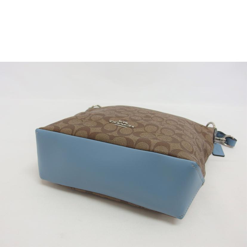 COACH コーチ PVC レザー ハンドバッグ トートバッグ/シグネチャー/2WAYショルダーバッグ/ライトブルー・ブラウン/F31477//K18**/ABランク/04