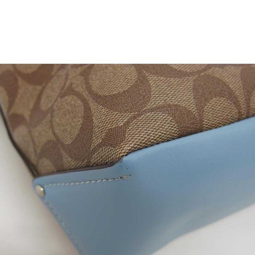 COACH コーチ PVC レザー ハンドバッグ トートバッグ/シグネチャー/2WAYショルダーバッグ/ライトブルー・ブラウン/F31477//K18**/ABランク/04