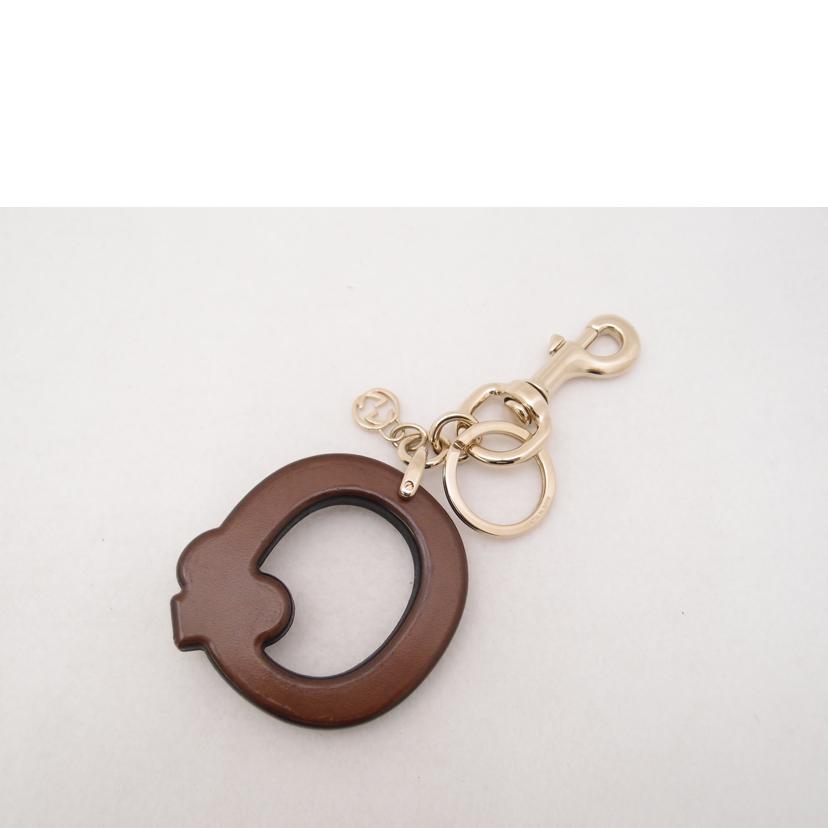 GUCCI グッチ レザー チャーム ラインストーン 茶 ゴールド金具 レディース メンズ/インターロッキングGキーホルダー/ブラウン//SAランク/69