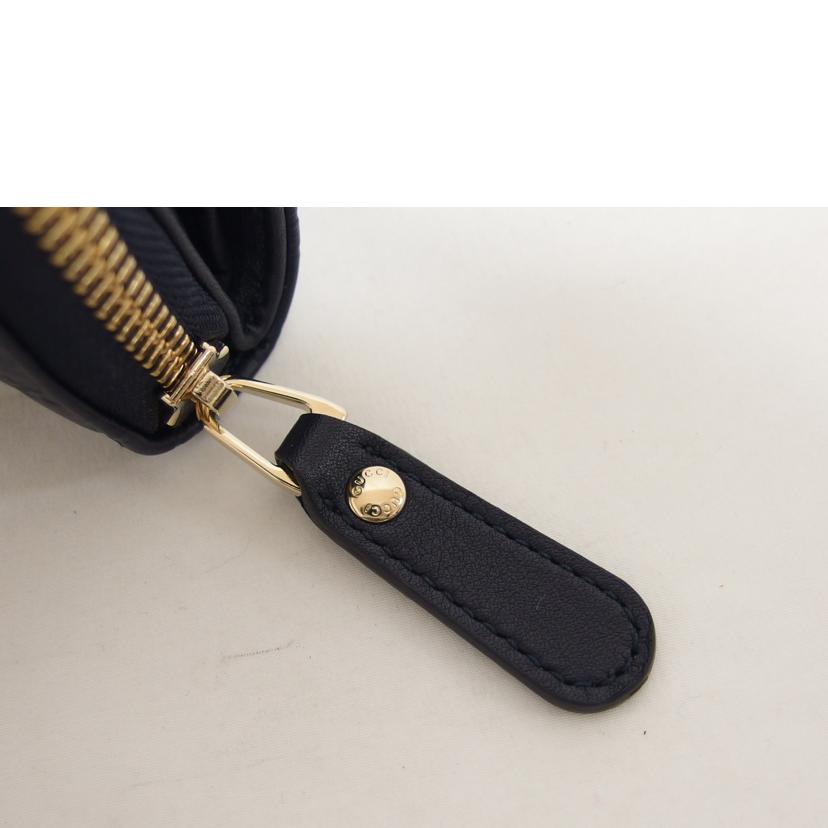 GUCCI グッチ ラウンドファスナー ウォレット/マイクログッチシマ/二つ折りコンパクト財布/ネイビー/449395//525***/Aランク/04