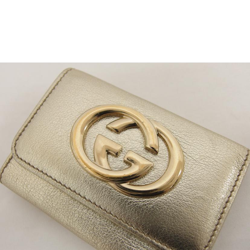GUCCI グッチ レザー/インターロッキングG/6連キーケース/ゴールド/162763//496***/Bランク/04