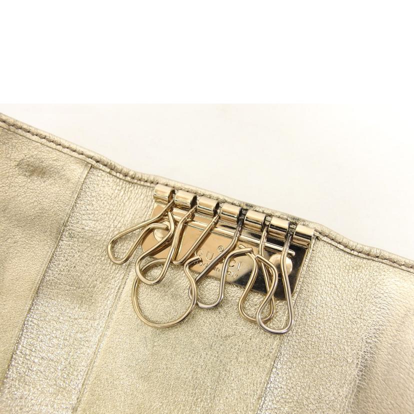 GUCCI グッチ レザー/インターロッキングG/6連キーケース/ゴールド/162763//496***/Bランク/04