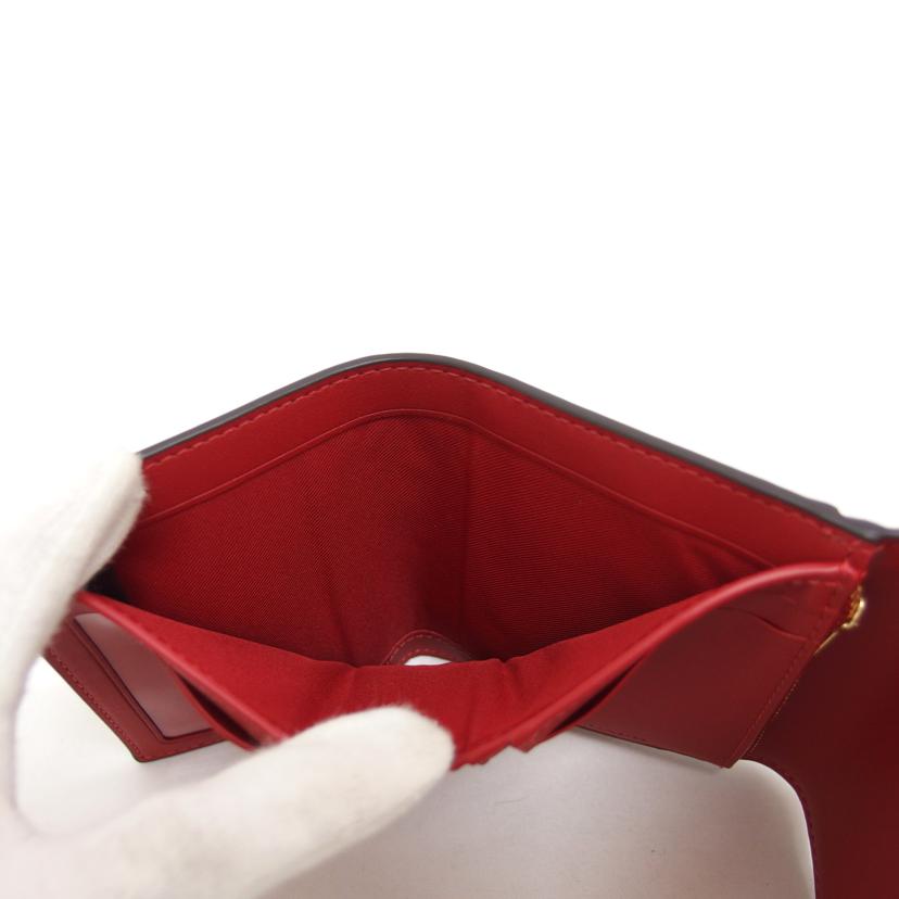 COACH コーチ 財布 レザー PVC ブラウン×レッド/シグネチャー/三つ折りコンパクトウォレット/CE930//H22**/Aランク/04