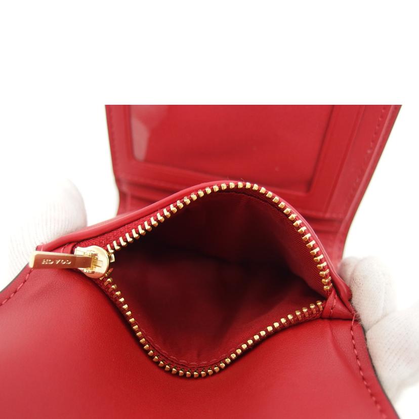 COACH コーチ 財布 レザー PVC ブラウン×レッド/シグネチャー/三つ折りコンパクトウォレット/CE930//H22**/Aランク/04