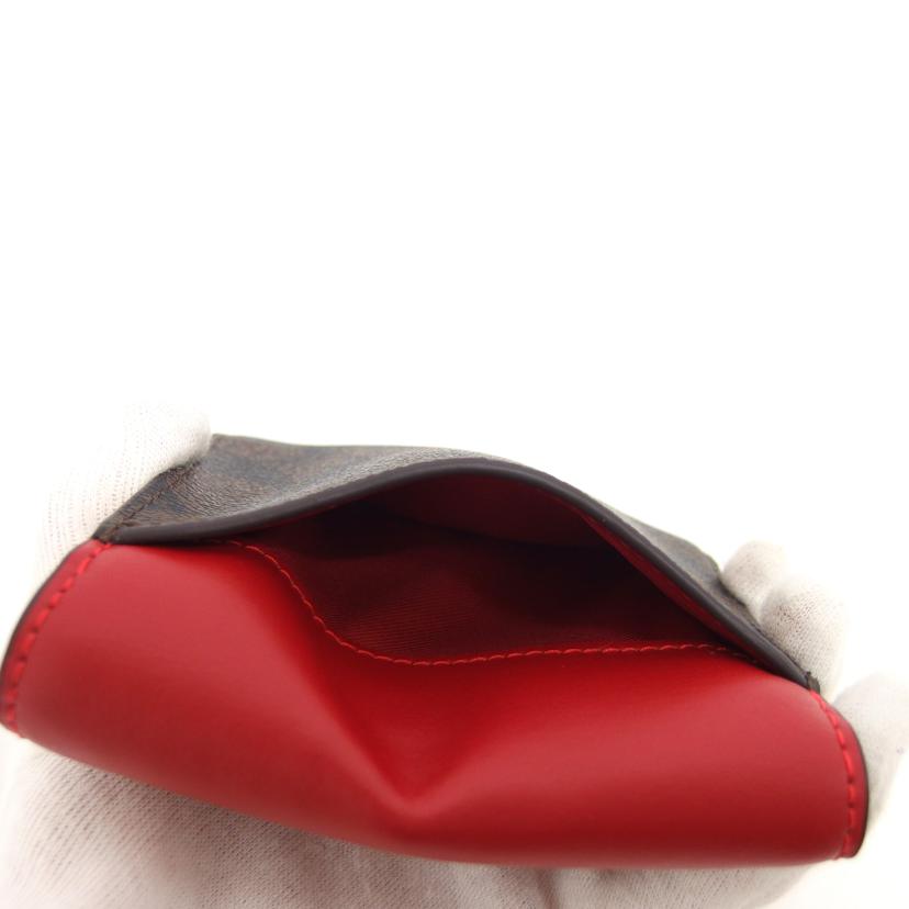 COACH コーチ 財布 レザー PVC ブラウン×レッド/シグネチャー/三つ折りコンパクトウォレット/CE930//H22**/Aランク/04