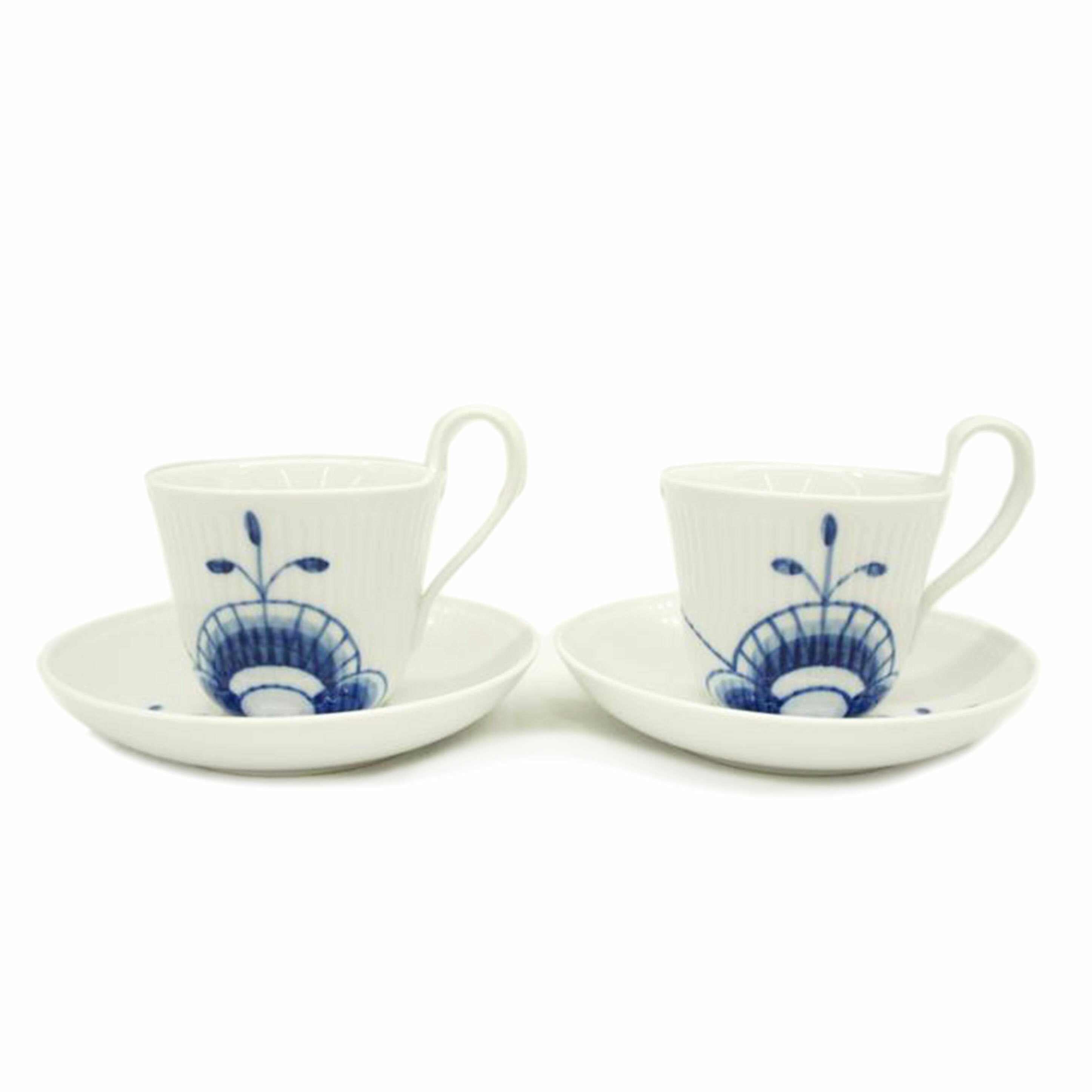 ROYAL COPENHAGEN ロイヤルコペンハーゲン/ブルーフルーテッド メガ ハイハンドルカップ&ソーサー2客セット//ABランク/05
