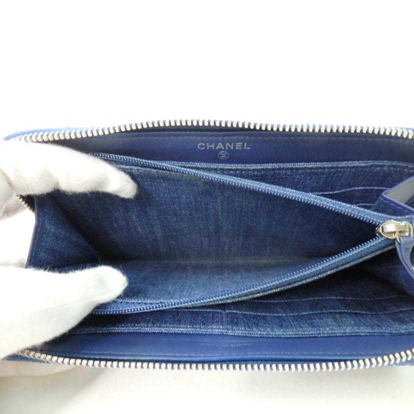 CHANEL シャネル/2019年プレコレクション/ココマークラウンドファスナー長財布/デニム/AP0212//27617253/Bランク/84