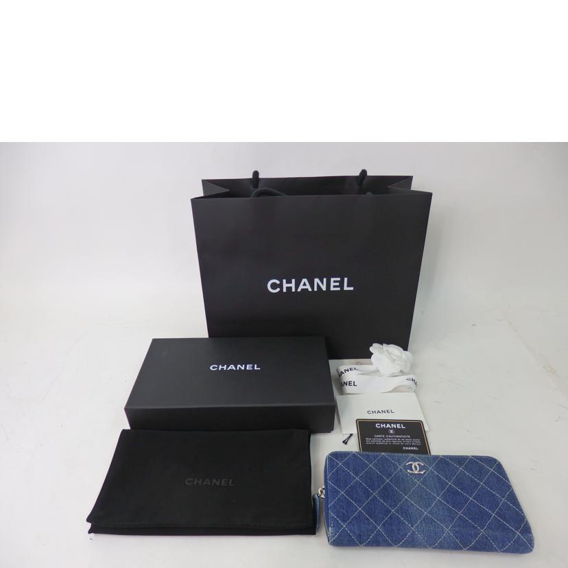 CHANEL シャネル/2019年プレコレクション/ココマークラウンドファスナー長財布/デニム/AP0212//27617253/Bランク/84