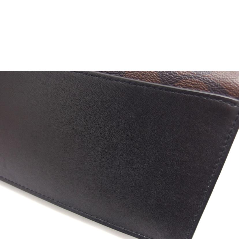 COACH コーチ PVC レザー ショルダーウォレット ブラウン ブラック/シグネチャー/クラッチショルダーバッグ/ダークブラウン/3036//H22**/Aランク/04