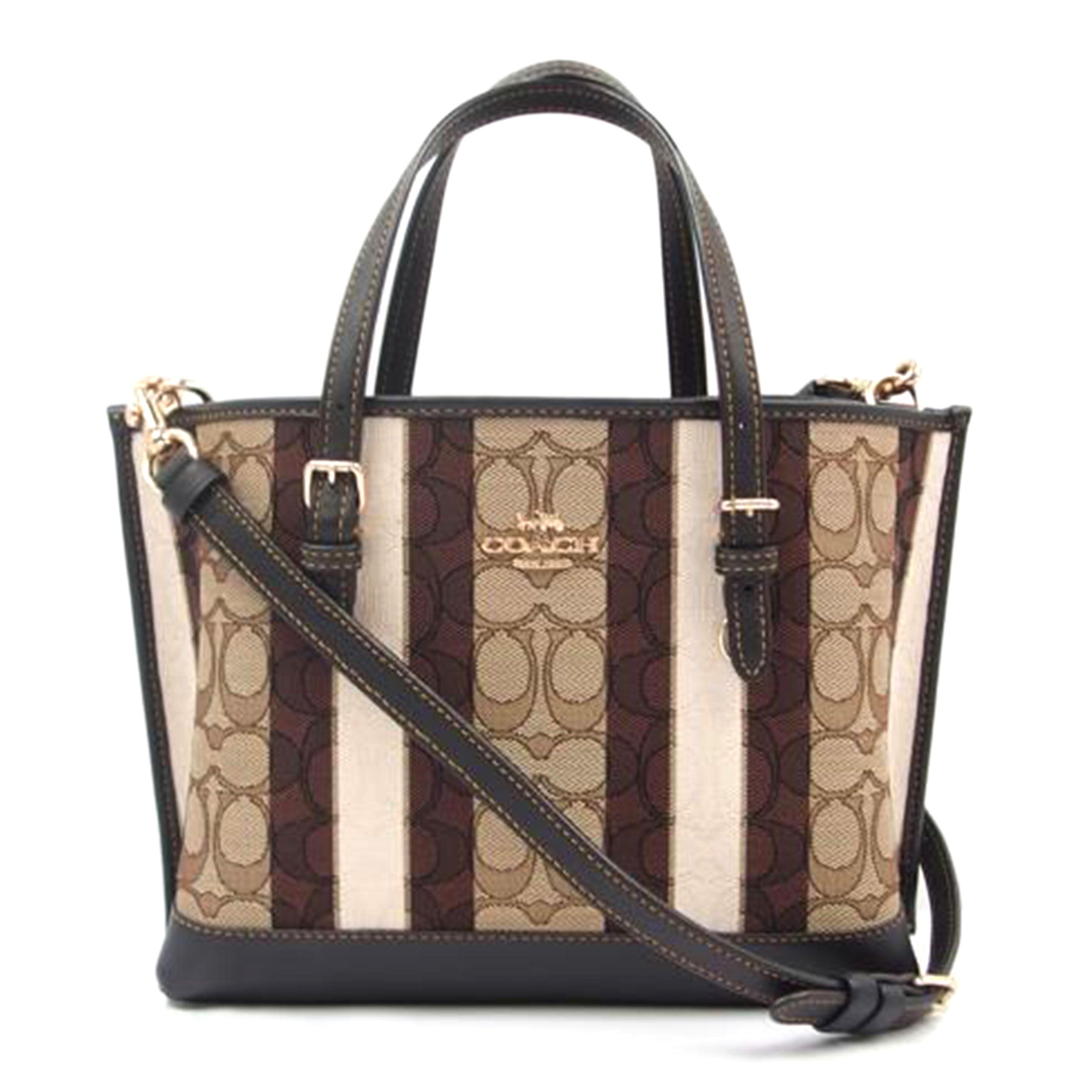 COACH コーチ/シグネチャージャガードストライプモーリートート25/カーキブラック/C4086//B2139/Aランク/83