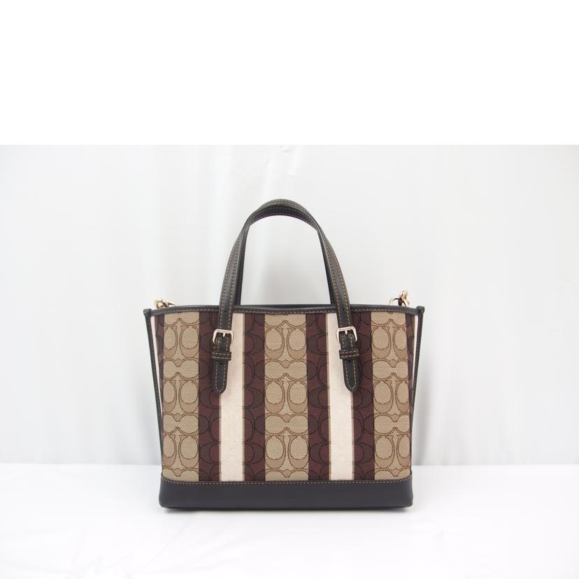 COACH コーチ/シグネチャージャガードストライプモーリートート25/カーキブラック/C4086//B2139/Aランク/83