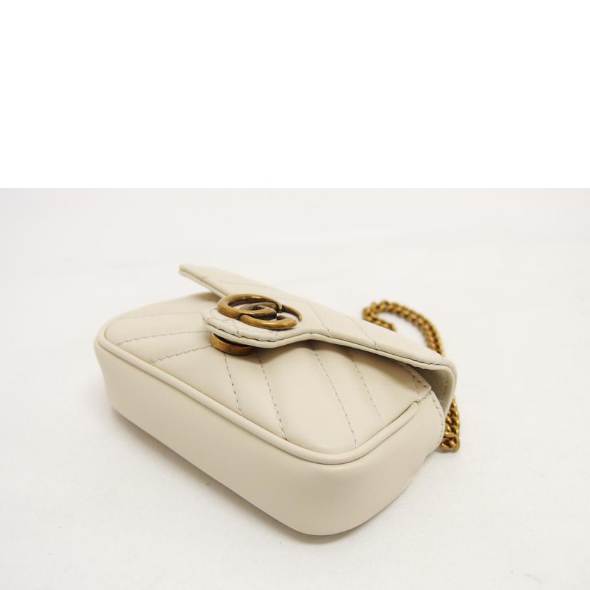 GUCCI グッチ チェーンバッグ レザー/GGマーモント/ミニミニバッグ/オフホワイト/575161//203***/Aランク/04
