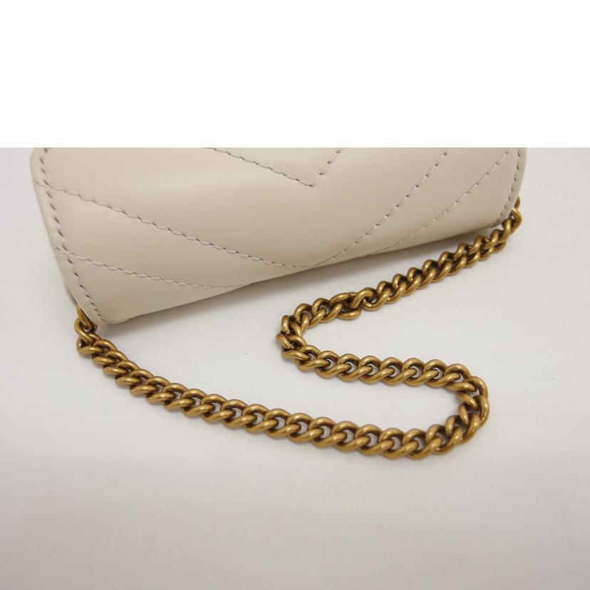 GUCCI グッチ チェーンバッグ レザー/GGマーモント/ミニミニバッグ/オフホワイト/575161//203***/Aランク/04