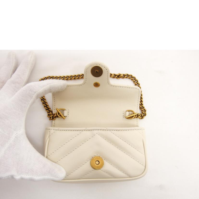 GUCCI グッチ チェーンバッグ レザー/GGマーモント/ミニミニバッグ/オフホワイト/575161//203***/Aランク/04