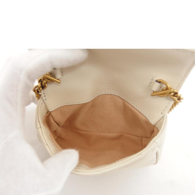 GUCCI グッチ チェーンバッグ レザー/GGマーモント/ミニミニバッグ/オフホワイト/575161//203***/Aランク/04