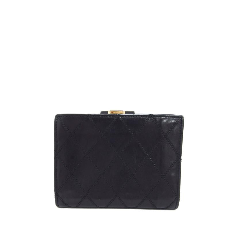 CHANEL シャネル コンパクトウォレット ココマーク/マトラッセ/ラムスキン/二つ折りガマ口財布/ブラック//167****/Bランク/04