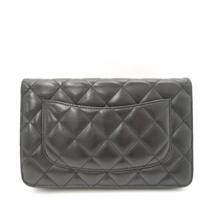 CHANEL シャネル ココマーク ショルダー 斜め掛け シルバー金具 黒 レディース/マトラッセラムスキン・チェーンウォレット/ブラック/A33814//17770014/ABランク/69