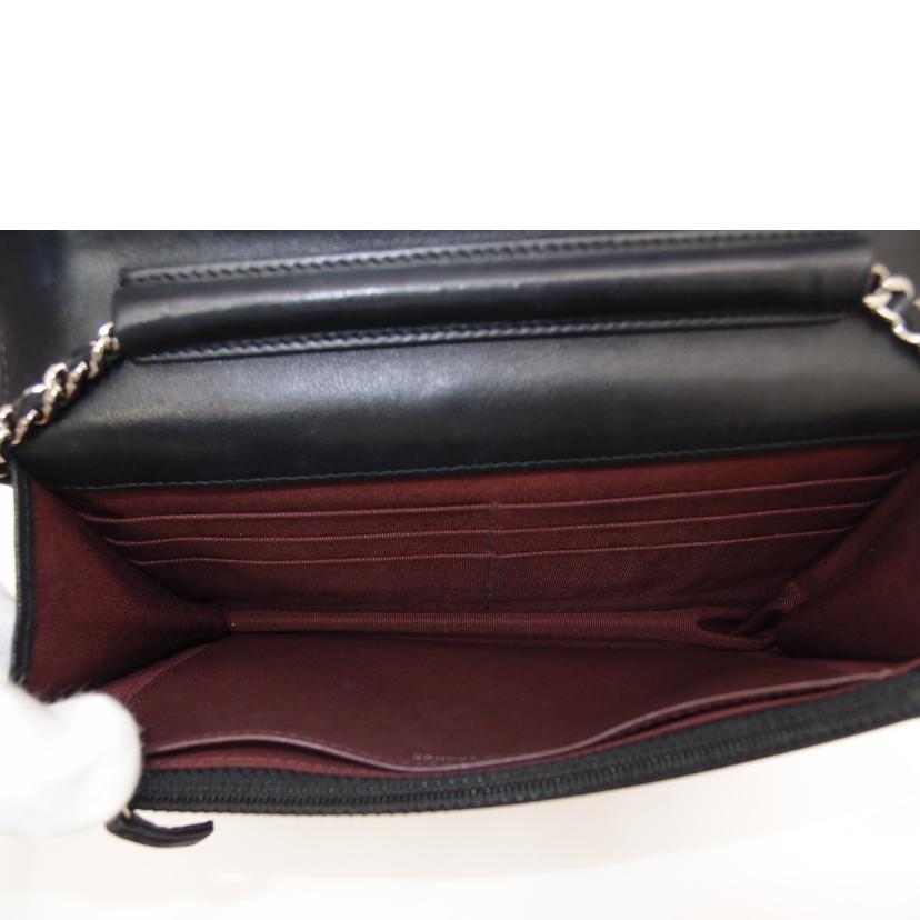 CHANEL シャネル ココマーク ショルダー 斜め掛け シルバー金具 黒 レディース/マトラッセラムスキン・チェーンウォレット/ブラック/A33814//17770014/ABランク/69