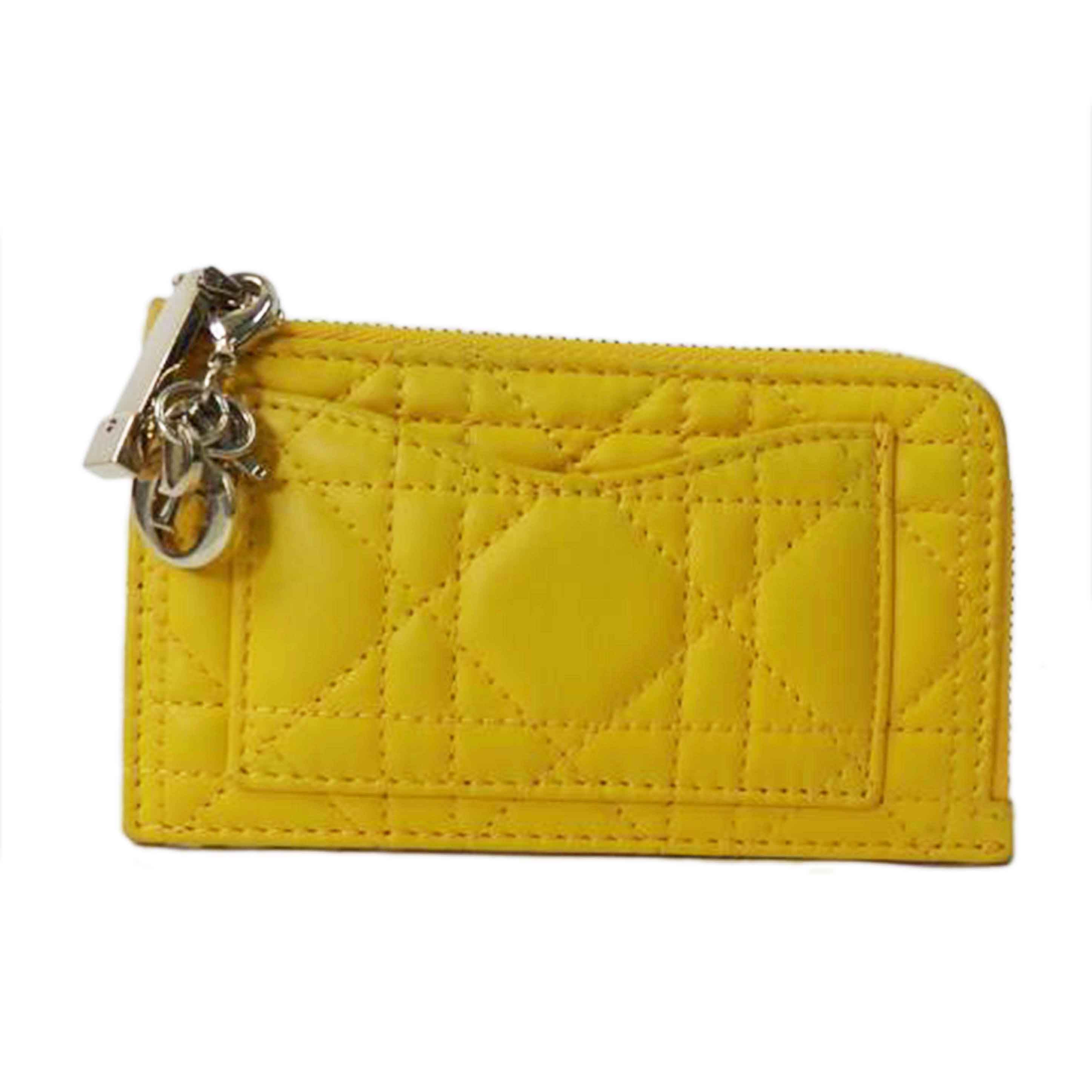 Christian Dior クリスチャンディオール/コンパクトジップ・カードホルダー/カナージュ/イエロー//33-MA-0242/ABランク/84