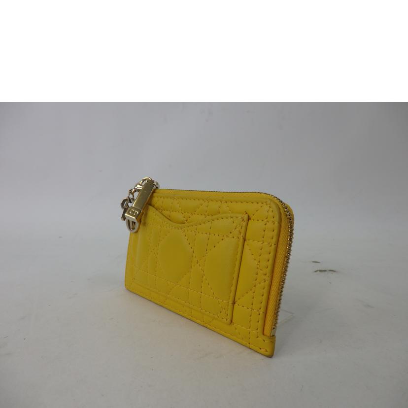 Christian Dior クリスチャンディオール/コンパクトジップ・カードホルダー/カナージュ/イエロー//33-MA-0242/ABランク/84