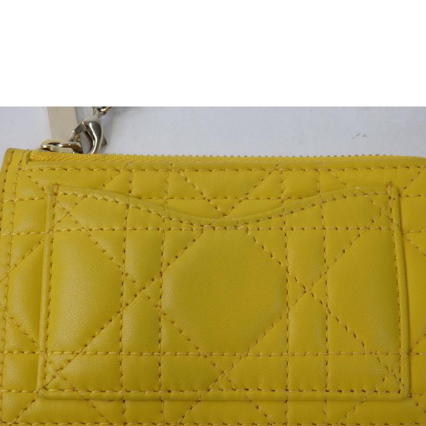 Christian Dior クリスチャンディオール/コンパクトジップ・カードホルダー/カナージュ/イエロー//33-MA-0242/ABランク/84