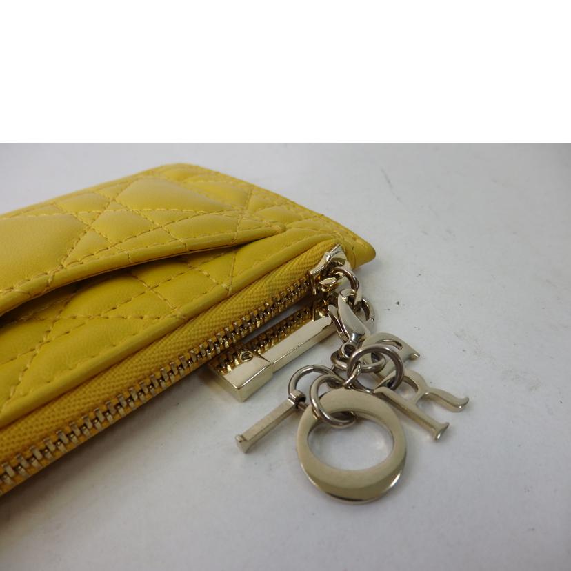 Christian Dior クリスチャンディオール/コンパクトジップ・カードホルダー/カナージュ/イエロー//33-MA-0242/ABランク/84