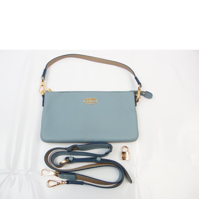 COCOCELUX GOLD ココセリュックスゴールド/レザー2wayショルダーバッグ ポーチ付 ライトブルー//SAランク/83