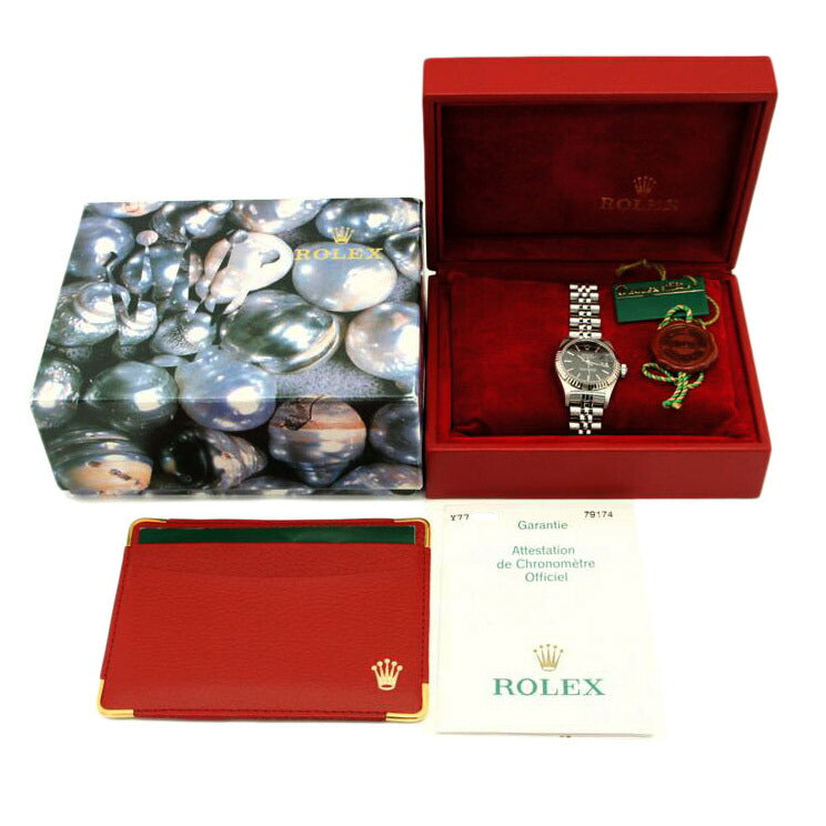 ROLEX ロレックス ROLEX デイトジャスト レディース ブラック 腕時計 2002年頃製造 K18WG ステンレス/デイトジャスト・レディース・ブラック/Y番/79174//Y77**********/Aランク/37