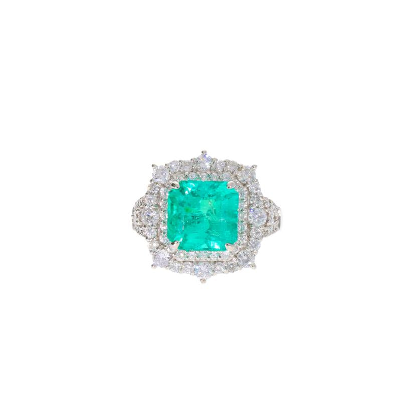 / ◎PT900エメラルドダイヤリング3.24/D1.16ct//Aランク/75