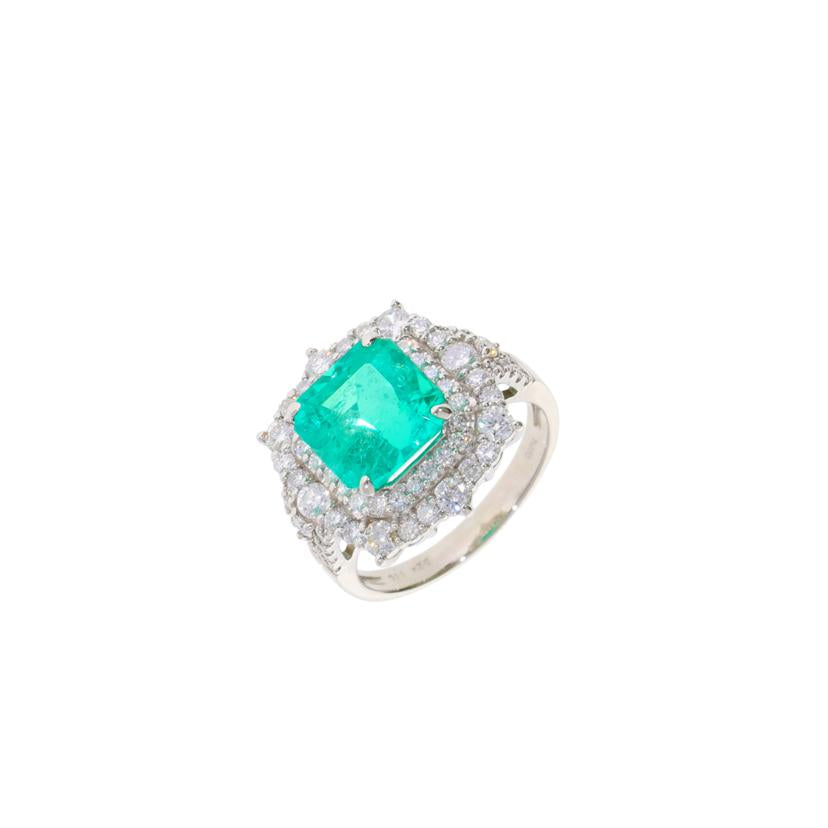 / ◎PT900エメラルドダイヤリング3.24/D1.16ct//Aランク/75