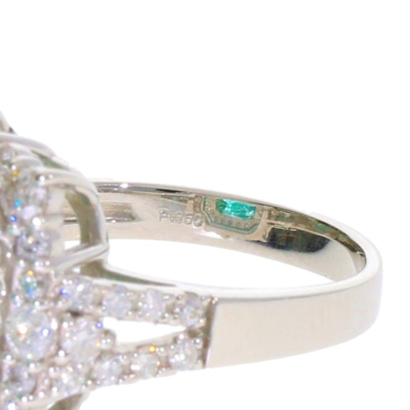 / ◎PT900エメラルドダイヤリング3.24/D1.16ct//Aランク/75