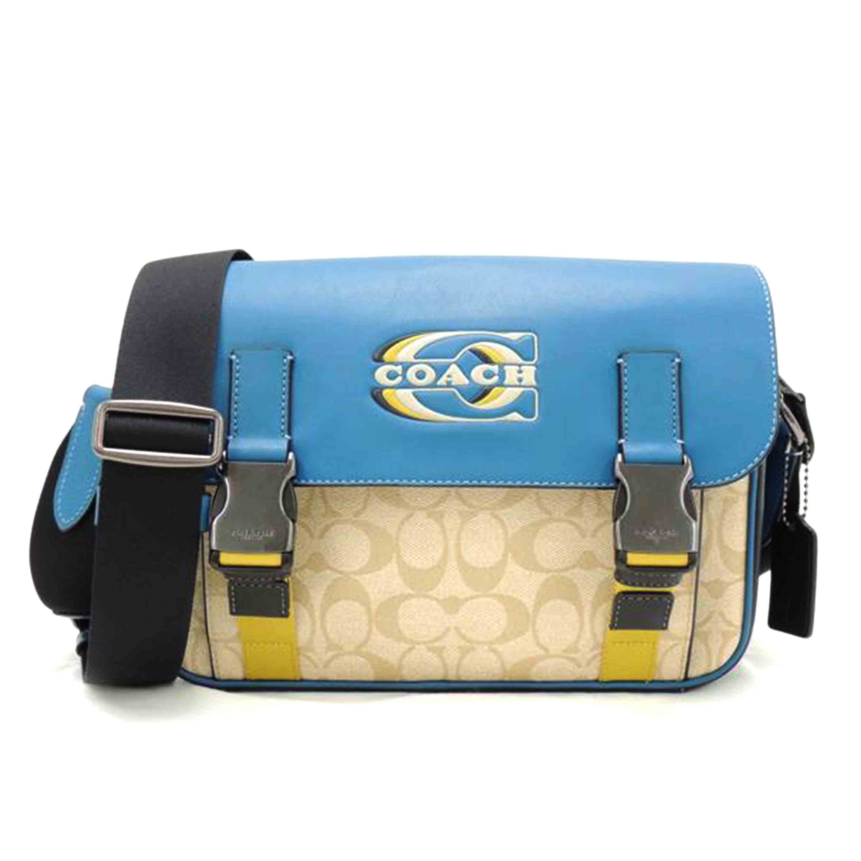 COACH コーチ 青 斜め掛け クロスボディ スタンプ メンズ レディース/シグネチャートラックカラーブロックショルダー/ブルー/CH118//M22**/SAランク/69