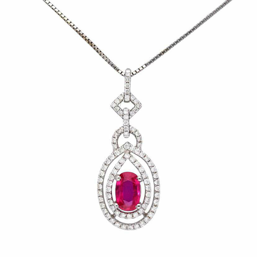 / K18WGルビーダイヤネックレス1.62/D0.57ct//Aランク/75