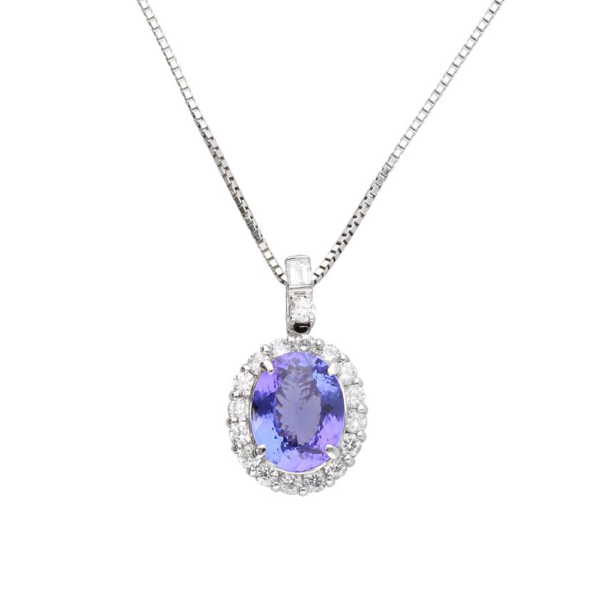 / ◎PT900/850タンザナイトダイヤネックレス4.10/D1.21ct//Aランク/75
